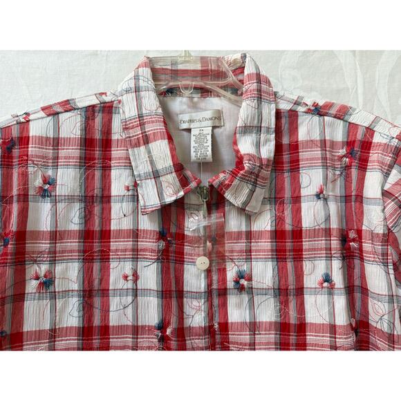 Drapers & Damons Lightweight Fireworks Lined Jacket 4th July gingham 2X Women's - Picture 1 of 11